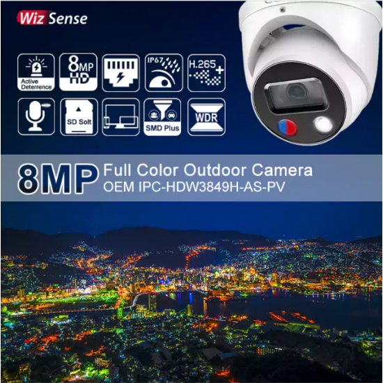 8 MP TiOC 2.0  Smart Dual Illumination Active Deterrence Fixed-focal Eyeball WizSense Network Camera